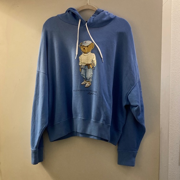 Polo Ralph Lauren Tops - NWOT Polo Ralph Lauren Blue Hoodie with Bear Design